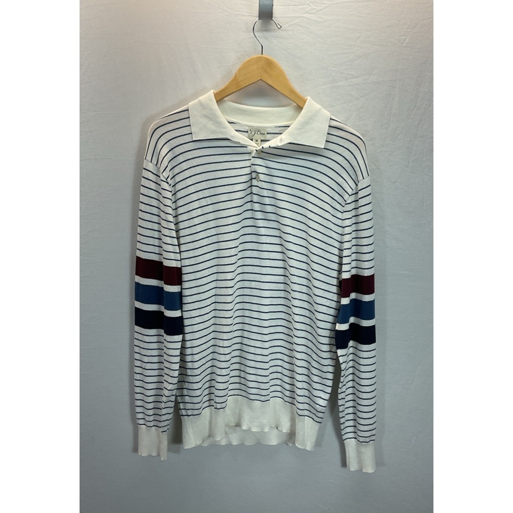 J. Crew Heritage Collared Sweater Polo Mens Sz M Striped Cotton Knit Preppy